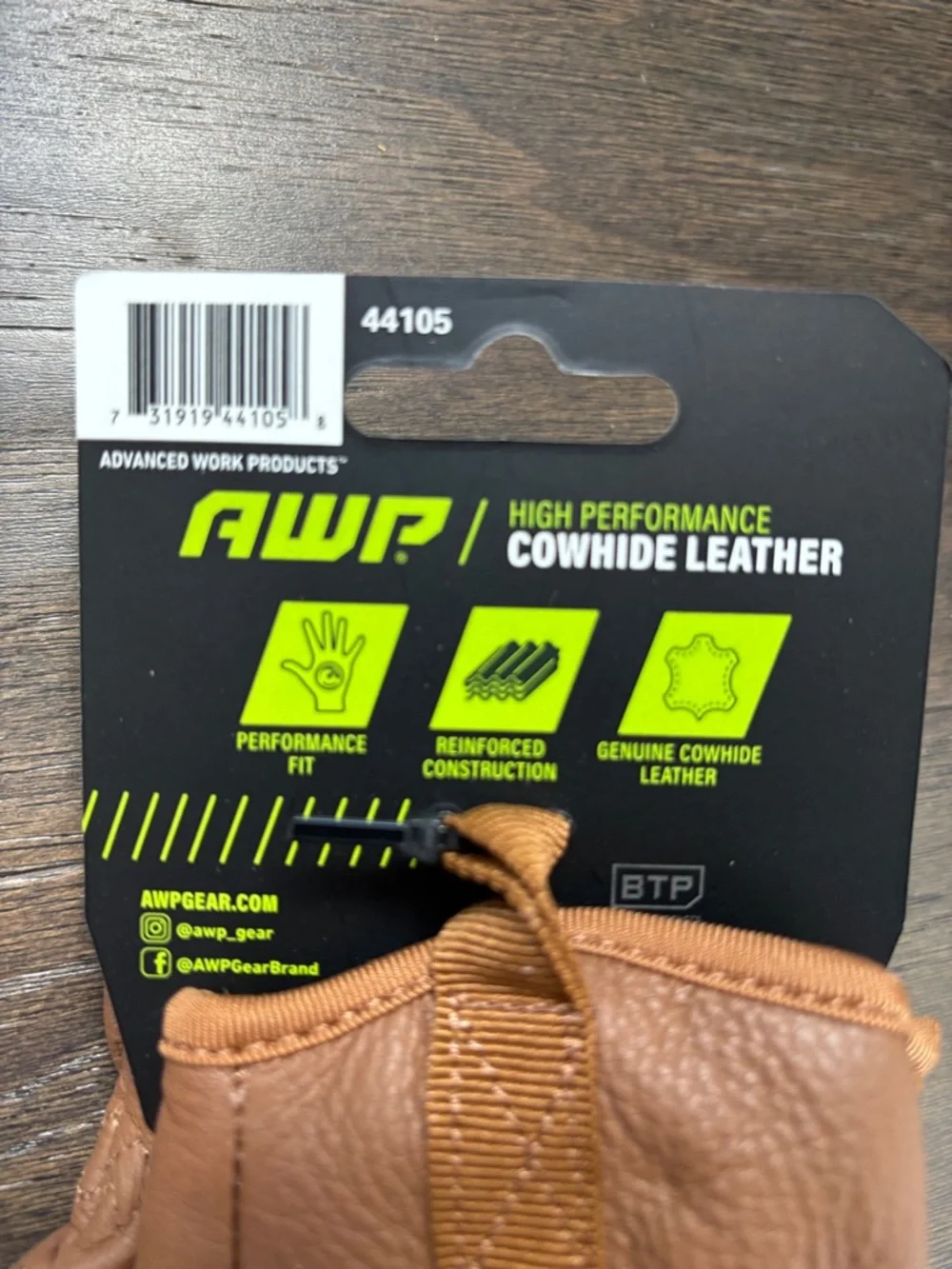 AWP High Performance Cowhide Leather,Velcro wrist ,work gloves